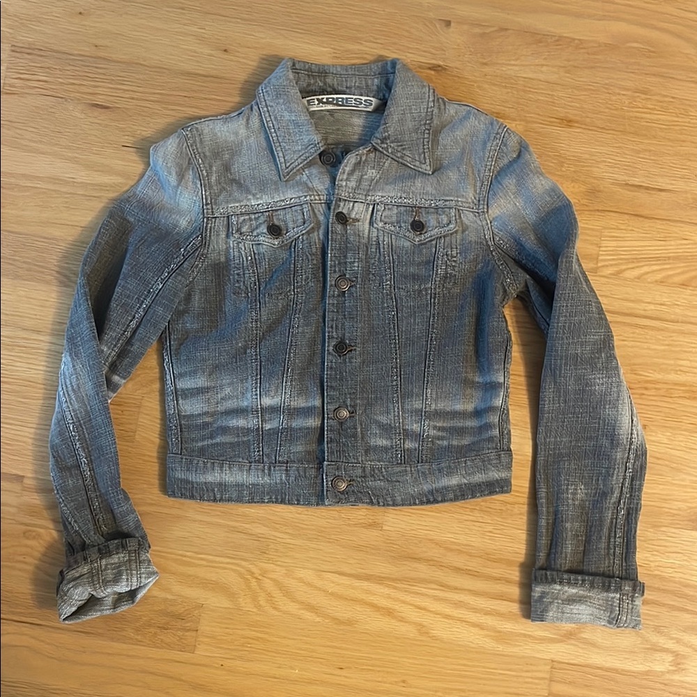 Women's Distressed Grey Ombré Denim Jacket, size S